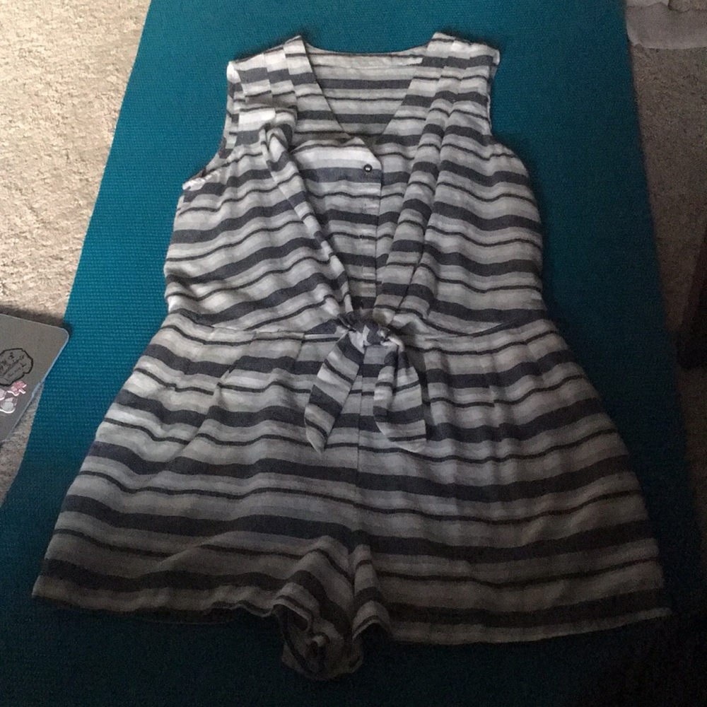 blue and white forever 21 romper